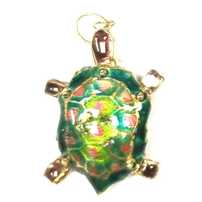 ENAMEL TURTLE 25X35MM GREEN